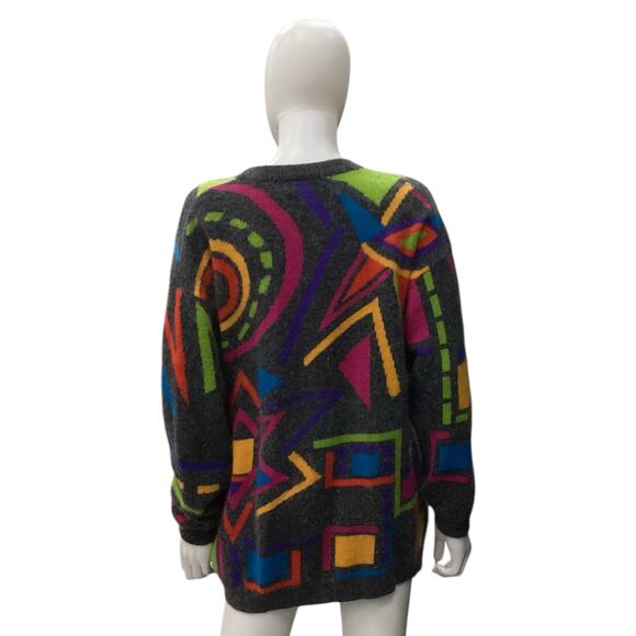 VTG I.B. Diffusion Sport Women’s Cardigan Size L Wool Angora Nylon Blend Gray - Picture 3 of 4